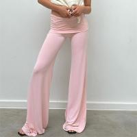 Polyester Hip-hugger Women Long Trousers & loose iron-on pink PC