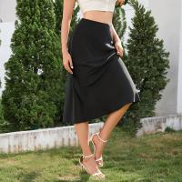 Spandex & Polyester Slim Maxi Skirt side slit black PC