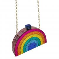 Acrylic & Polyester hard-surface Crossbody Bag rainbow pattern multi-colored PC