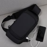 Polyester Sling Bag with USB interface Solid black PC