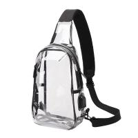 PVC Sling Bag portable & with USB interface & waterproof Polyester Solid transparent PC
