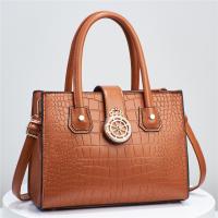 PU Leather Boston Bag Handbag large capacity & attached with hanging strap Stone Grain PC