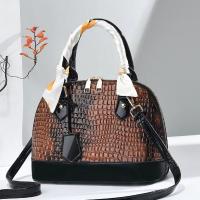 PU Leather with silk scarf & Shell Shape Handbag attached with hanging strap Polyester crocodile grain PC