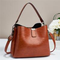 PU Leather Bucket Bag Handbag soft surface & attached with hanging strap Polyester Solid PC