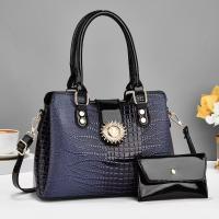 PU Leather Handbag embossing & large capacity & attached with hanging strap & two piece Polyester crocodile grain Set
