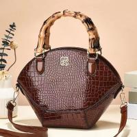 PU Leather Handbag embossing & large capacity & attached with hanging strap Polyester crocodile grain PC