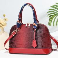 PU Leather with silk scarf & Shell Shape Handbag large capacity & attached with hanging strap Polyester crocodile grain PC