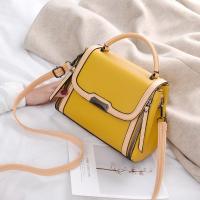PU Leather Handbag contrast color & soft surface & attached with hanging strap Polyester PC
