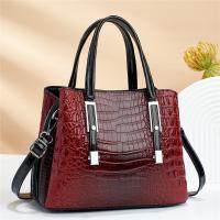 PU Leather Handbag embossing & large capacity & attached with hanging strap Polyester crocodile grain PC