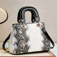 PU Leather Handbag with hanging ornament & embossing & attached with hanging strap Polyester crocodile grain PC