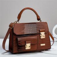 PU Leather Box Bag Handbag embossing & attached with hanging strap Polyester crocodile grain PC