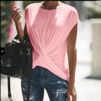 Polyester Vrouwen korte mouw T-shirts effen geverfd Solide meer kleuren naar keuze stuk