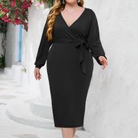 Rayon & Spandex Slim & Plus Size Sexy Package Hip Dresses deep V Solid PC