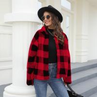 Polyester Women Coat thicken & thermal printed plaid PC