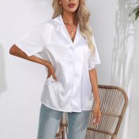 Polyester Women Short Sleeve Shirt slimming & loose patchwork Solid PC