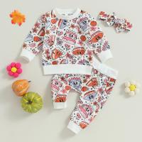 Cotton Girl Clothes Set & two piece Pants & top printed Cartoon multi-colored Set