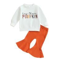 Cotton Girl Clothes Set & two piece Pants & top printed letter white Set