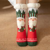 Acrylic & Polyester Women Floor Socks christmas design & thicken & thermal Pair