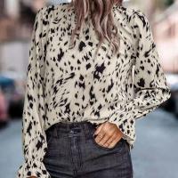 Polyester Women Long Sleeve Shirt & loose printed leopard PC