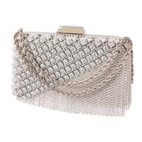 Metal & PC-Polycarbonate Easy Matching Clutch Bag with rhinestone silver PC