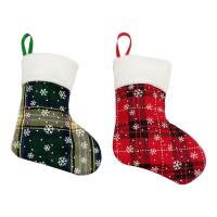Napped Fabric & Flannelette Christmas Stocking for home decoration & for gift giving & christmas design plaid PC