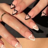 Plastic Creative Fake Nails for women heart pattern pink Set