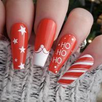 Plastic Creative Fake Nails for women & christmas design red and white Set