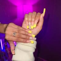 Plastic Creative Fake Nails for women floral yellow Set