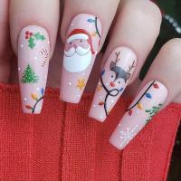 Plastic Creative Fake Nails for women & christmas design Santa Claus multi-colored Set