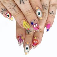 Plastic Creative Fake Nails for women eyes multi-colored Set