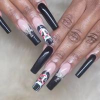 Plastic Creative Fake Nails for women Cross Pattern black Set