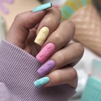 Plastic Creative Fake Nails for women heart pattern multi-colored Set