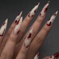 Plastic Creative Fake Nails for women red and white Set