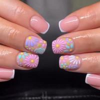 Plastic Creative Fake Nails for women floral multi-colored Set