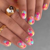 Plastic Creative Fake Nails for women floral multi-colored Set