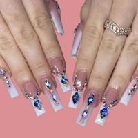 Plastic Creative Fake Nails for women & with rhinestone pink Set