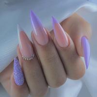 Plastic Creative Fake Nails for women & with rhinestone purple Set
