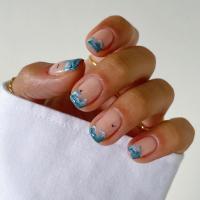 Plastique Faux ongles empreintes animales Bleu Ensemble
