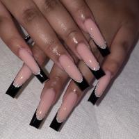 Plastic Creative Fake Nails for women black and pink Set