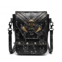 PU Leather Box Bag Shoulder Bag durable skull pattern black PC