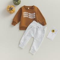 Cotton Boy Clothing Set & two piece Pants & top printed letter white Set