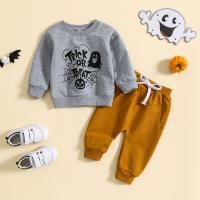Cotton Boy Clothing Set & two piece Pants & top printed Others gray Set