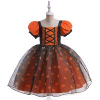 Viscose & Polyester Ball Gown Children Witch Costume Halloween Design  orange PC