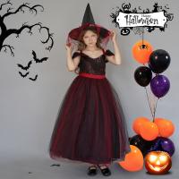 Polyester & Cotton Ball Gown Children Witch Costume Halloween Design Plastic Sequins PC