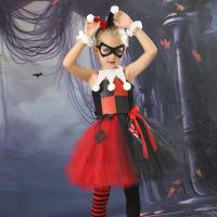 Chemical Fiber & Polyester Children Halloween Cosplay Costume Halloween Design  plaid red and black PC