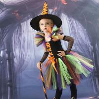 Chemical Fiber & Polyester Children Witch Costume Halloween Design  multi-colored PC