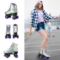 Laser Roller Skates for adult Thermoplastic Polyurethane with PU Rubber  Solid silver Sold By Pair