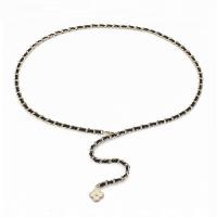 PU Leather & Zinc Alloy Easy Matching Waist Chain Split Leather Solid black PC
