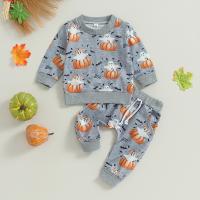 Cotton Boy Clothing Set Halloween Design & two piece Pants & top printed Others gray Set