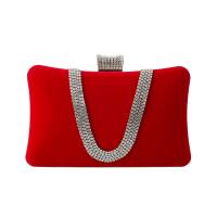 Metal & Velour Pillow Shaped & Easy Matching Clutch Bag with chain & with rhinestone PC